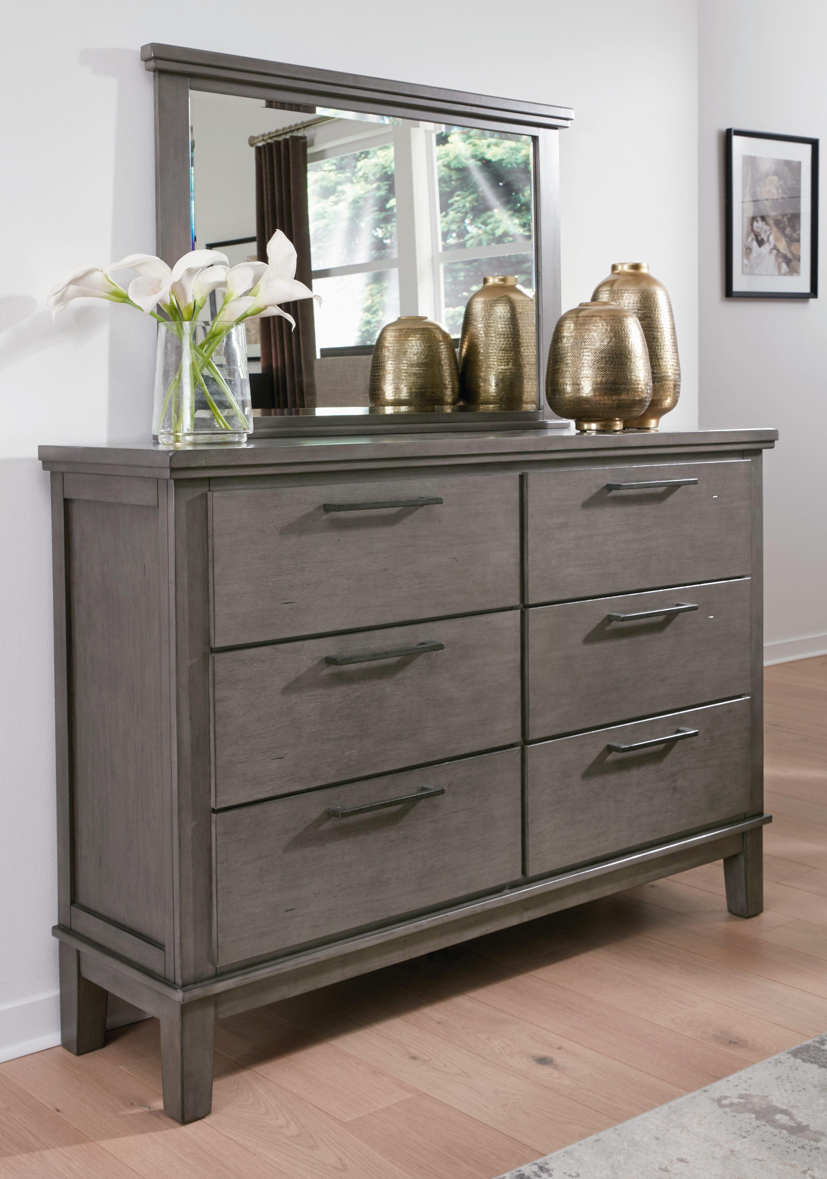 Benchcraft® - Hallanden - Gray - Dresser, Mirror - 5th Avenue Furniture