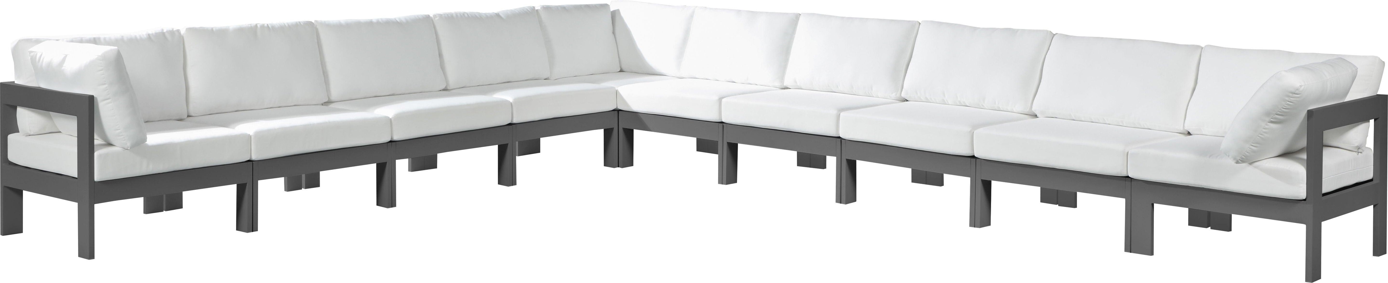 Meridian Furniture - Nizuc - Outdoor Patio Modular Sectional 10 Piece - White - 5th Avenue Furniture