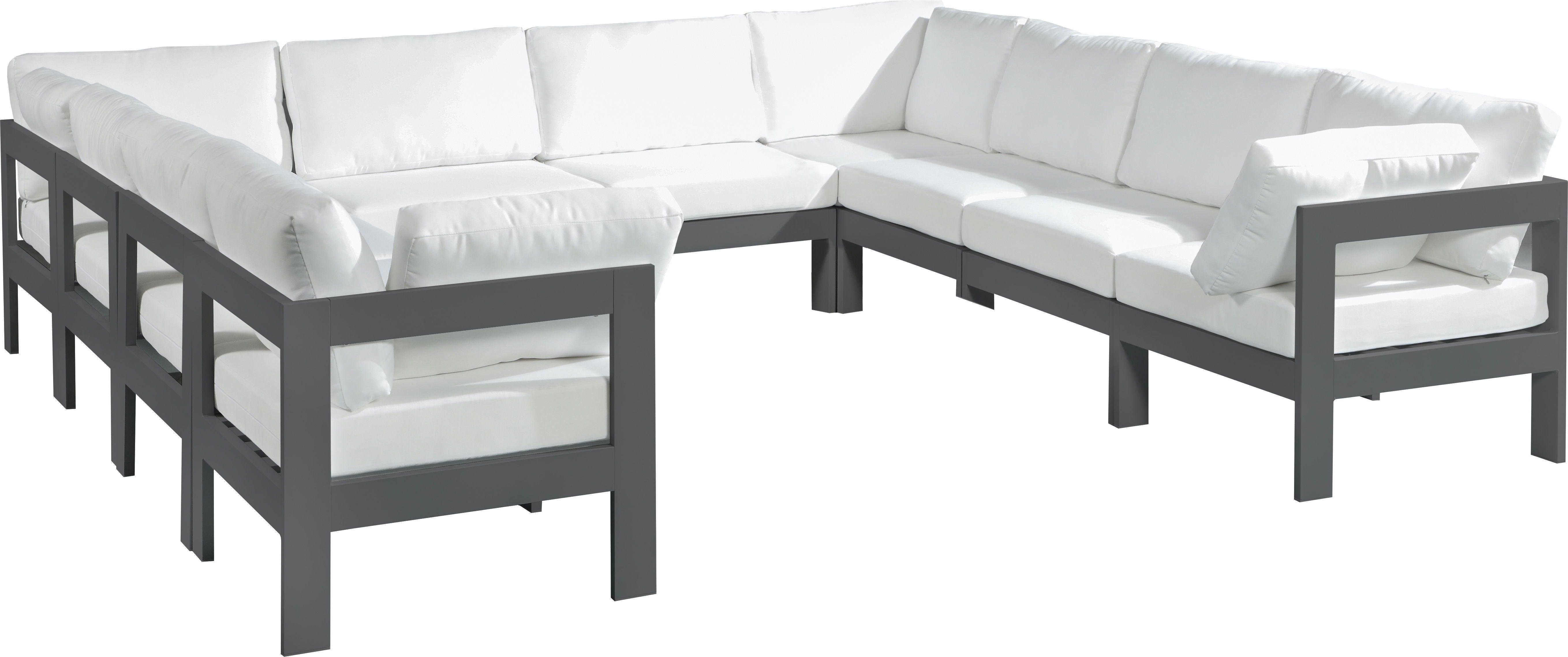 Meridian Furniture - Nizuc - Outdoor Patio Modular Sectional 10 Piece - White - Fabric - Modern & Contemporary - 5th Avenue Furniture