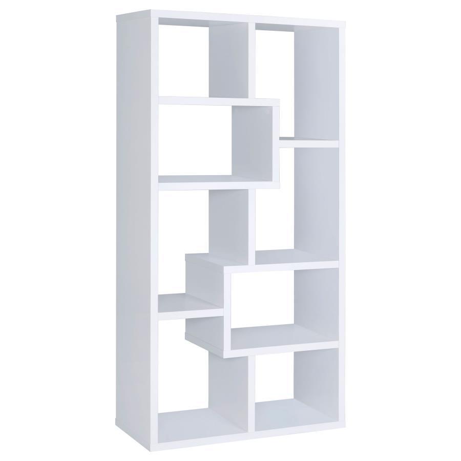 CoasterEveryday - Theo - 10-Shelf Geometric Bookcase - 5th Avenue Furniture