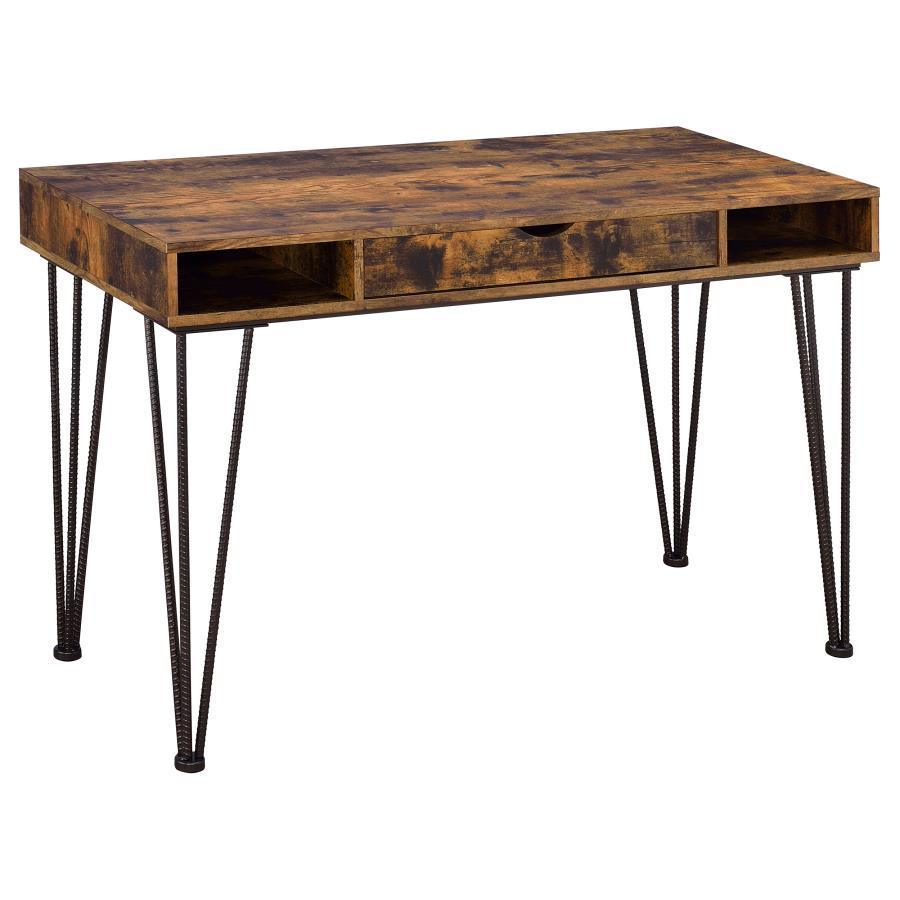CoasterEveryday - Olvera - 1-Drawer Writing Desk - Antique Nutmeg And Dark Bronze - 5th Avenue Furniture