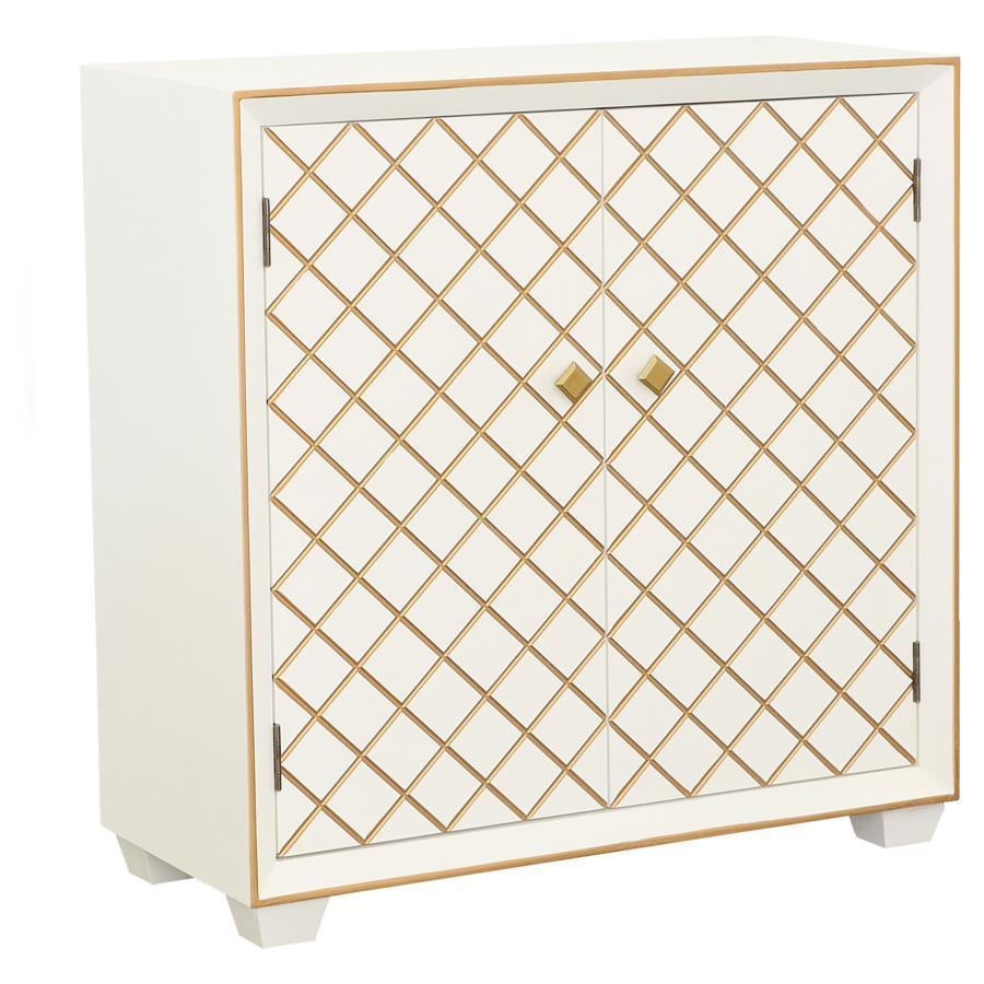 CoasterElevations - Belinda - 2-Door Accent Cabinet - White And Gold - 5th Avenue Furniture