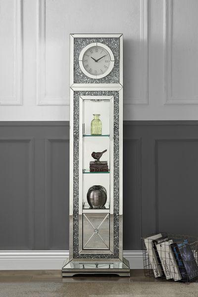 ACME - Noralie - Grandfather Clock - Pearl Silver - Wood - 63" - 5th Avenue Furniture