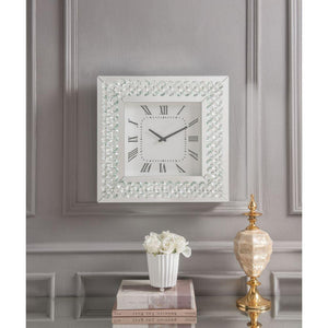 ACME - Lotus - Wall Clock - Mirrored & Faux Crystals - 5th Avenue Furniture
