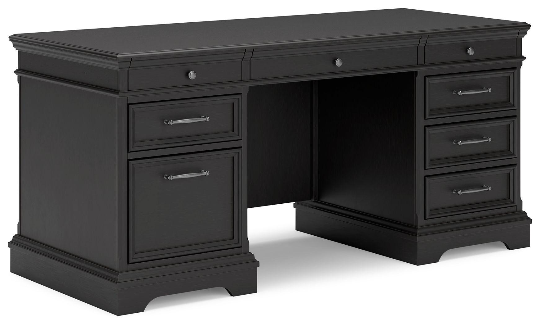 Signature Design by Ashley® - Beckincreek - Black - Home Office Pedestal Desk - 5th Avenue Furniture