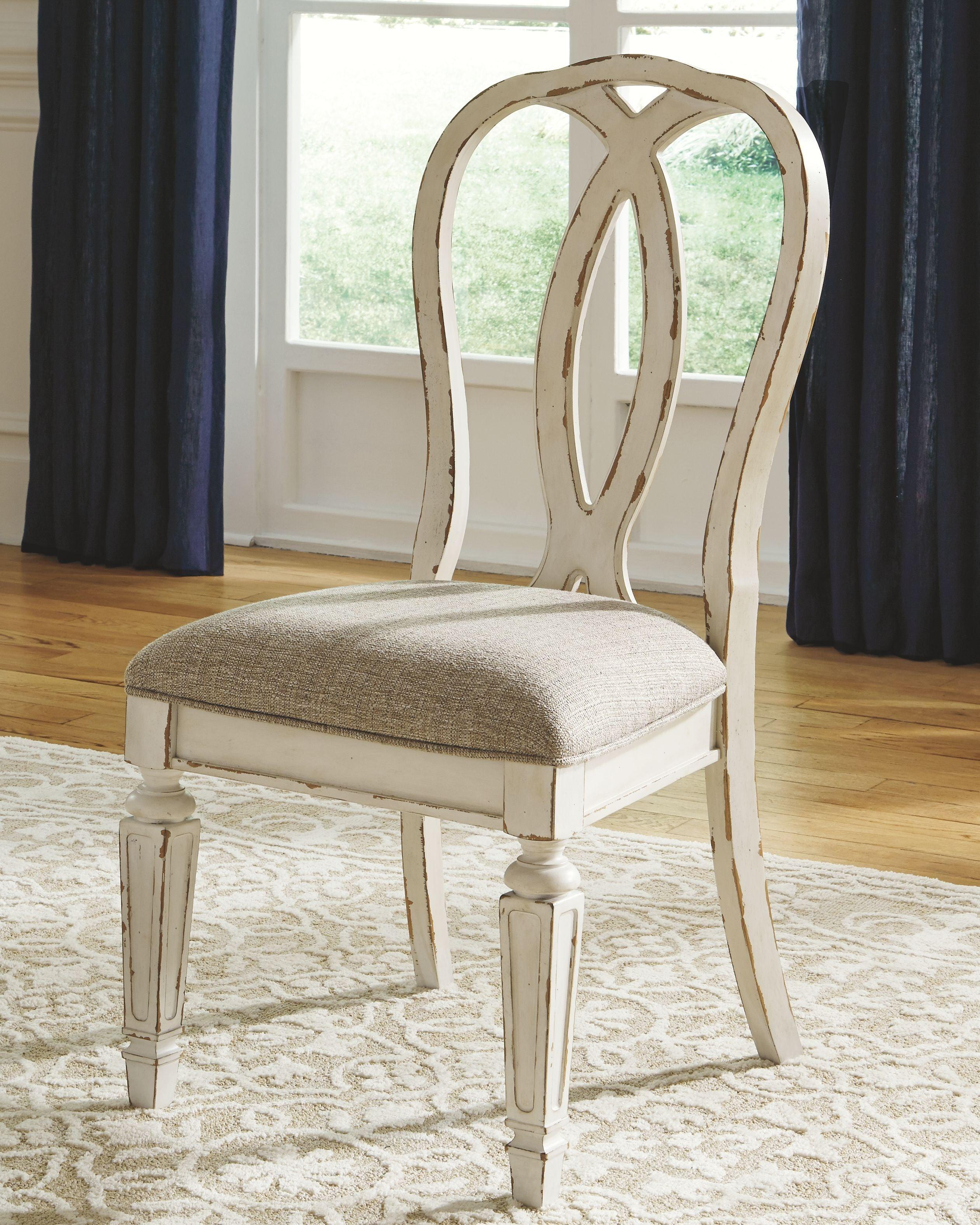 Ashley Furniture - Realyn - Chipped White - Dining Uph Side Chair (Set of 2) - Ribbonback - 5th Avenue Furniture