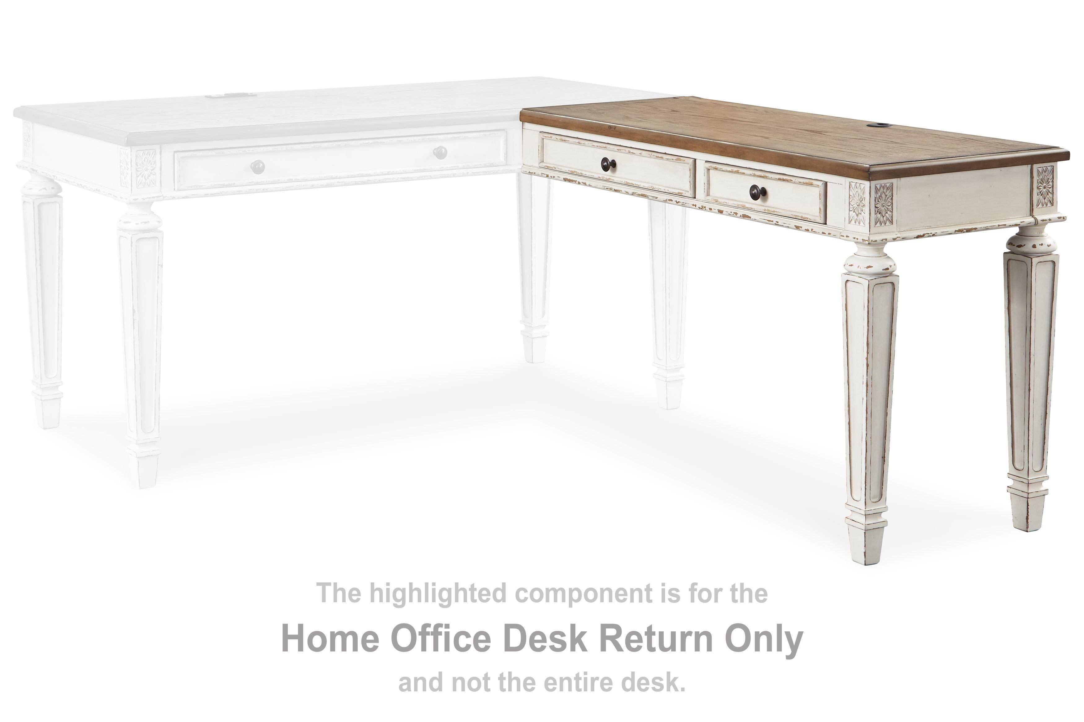 Ashley Furniture - Realyn - White / Brown - Home Office Desk Return - 5th Avenue Furniture