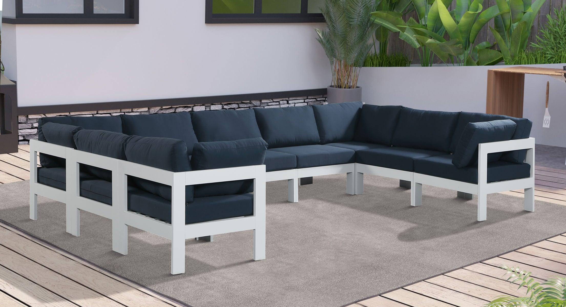 Meridian Furniture - Nizuc - Outdoor Patio Modular Sectional - Navy - Modern & Contemporary - 5th Avenue Furniture