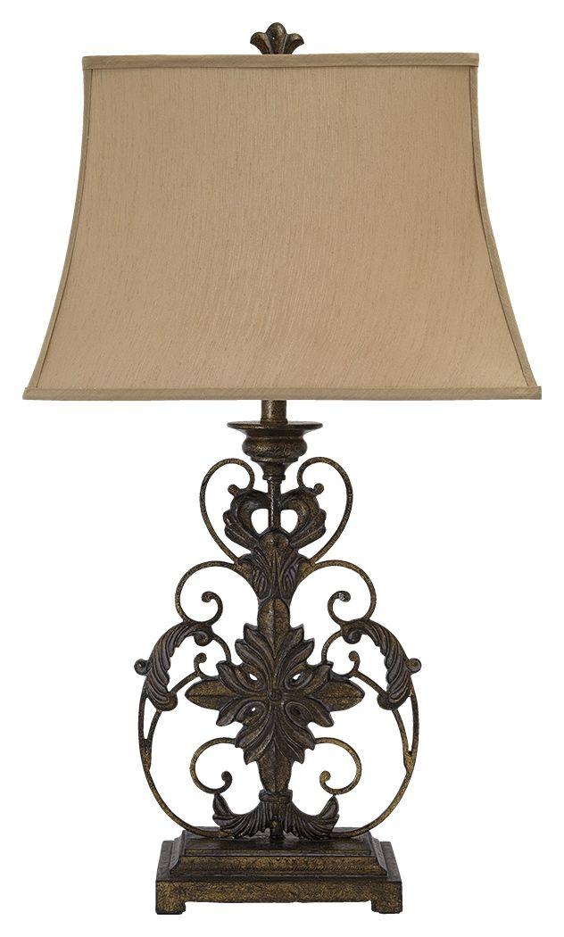 Ashley Furniture - Sallee - Gold Finish - Poly Table Lamp - 5th Avenue Furniture