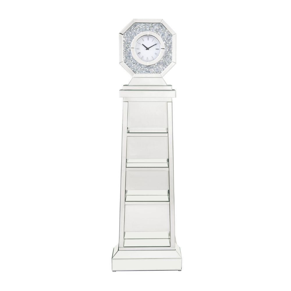 ACME - Noralie - Grandfather Clock - Mirrored & Faux Diamonds - 63" - 5th Avenue Furniture