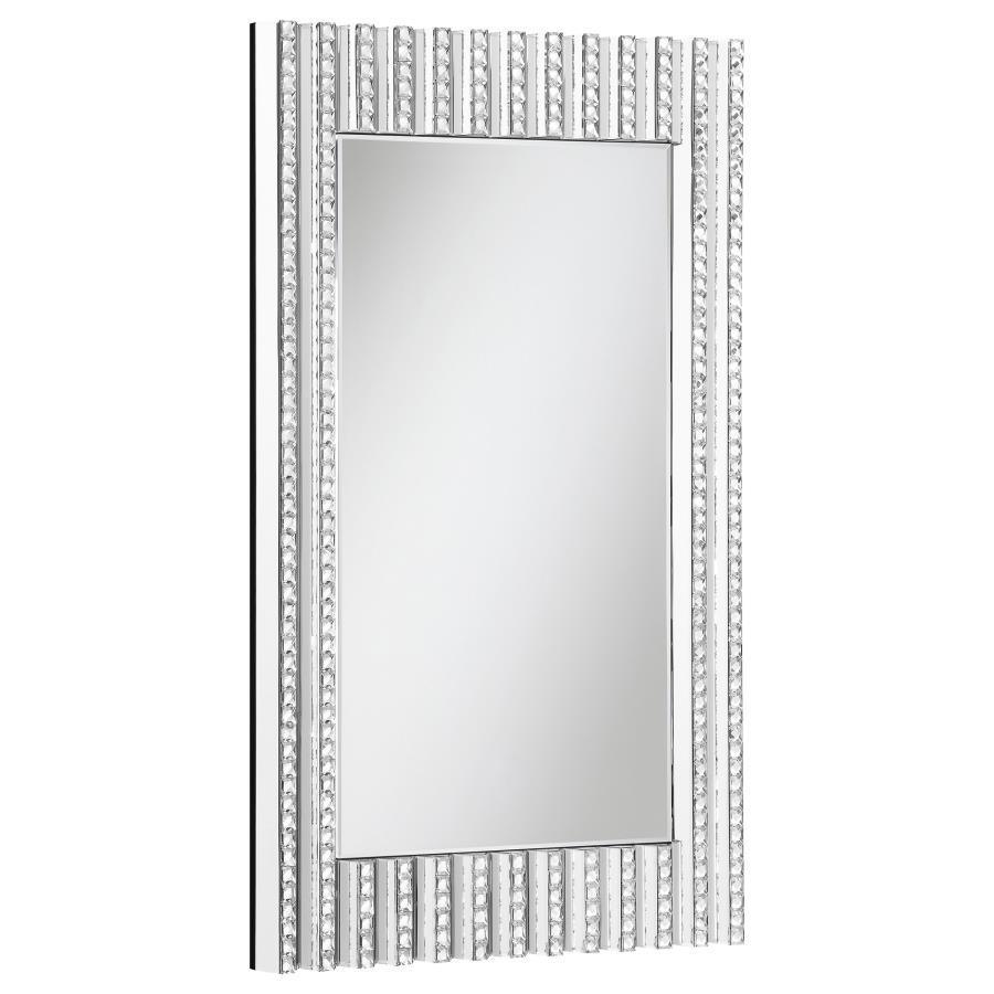 CoasterElevations - Aideen - Rectangular Wall Mirror With Vertical Stripes Of Faux Crystals - 5th Avenue Furniture