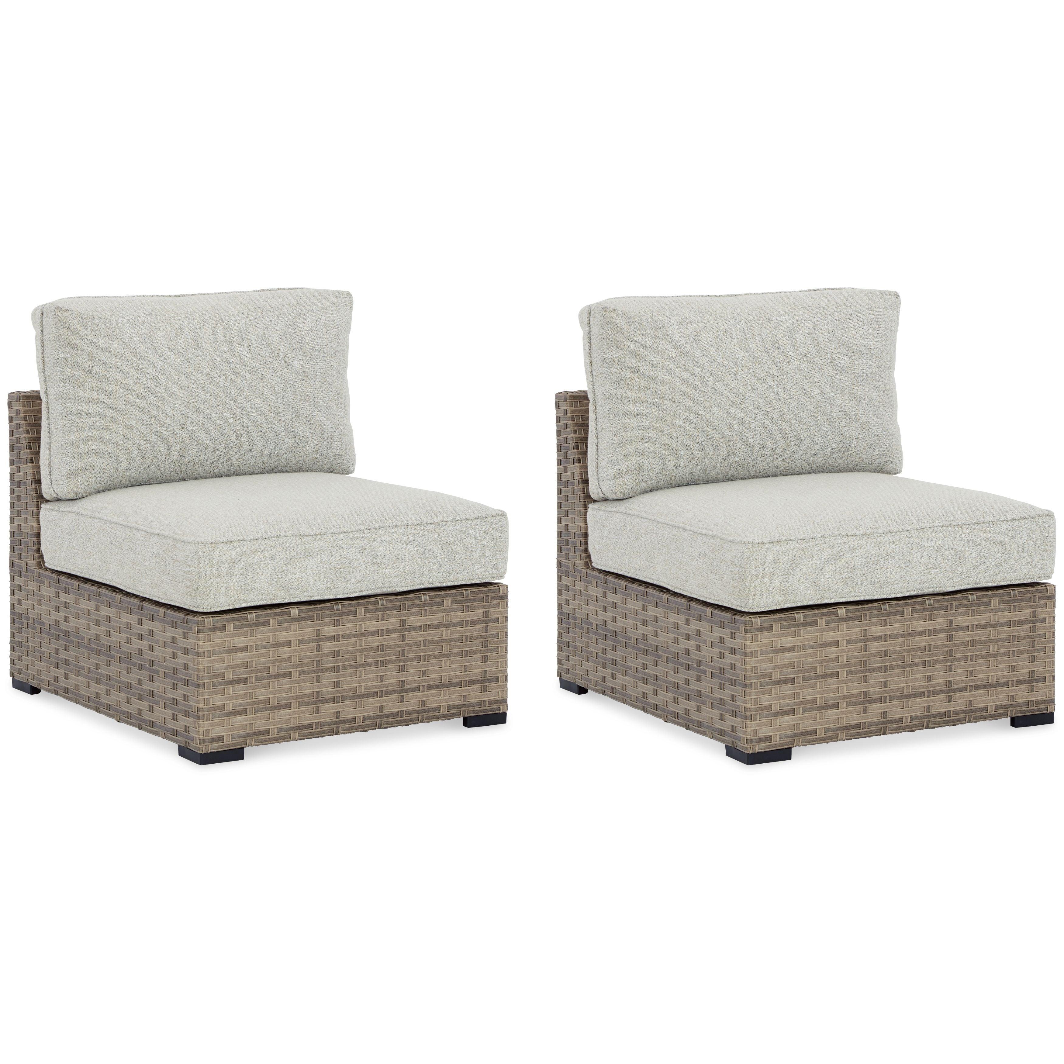 Ashley Furniture - Calworth - Beige - Armless Chair W/Cushion (Set of 2) - 5th Avenue Furniture