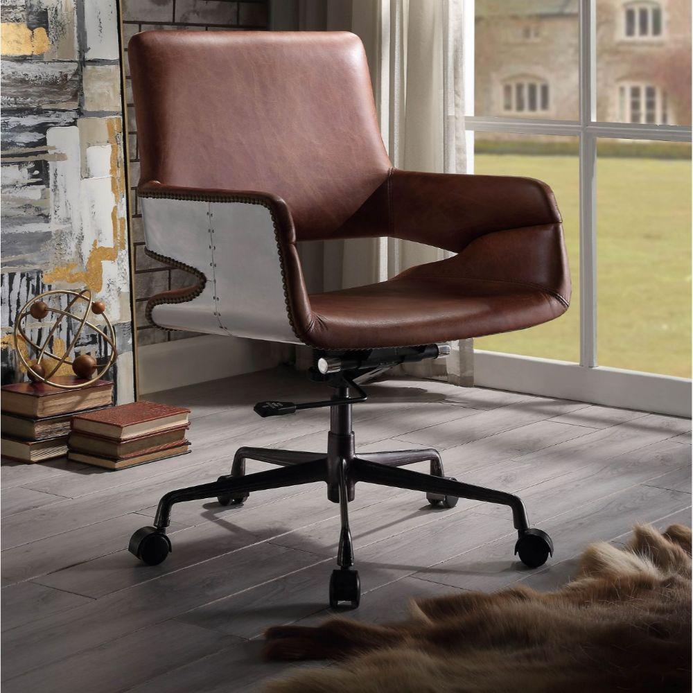 ACME - Kamau - Executive Office Chair - Vintage Cocoa Top Grain Leather - 5th Avenue Furniture