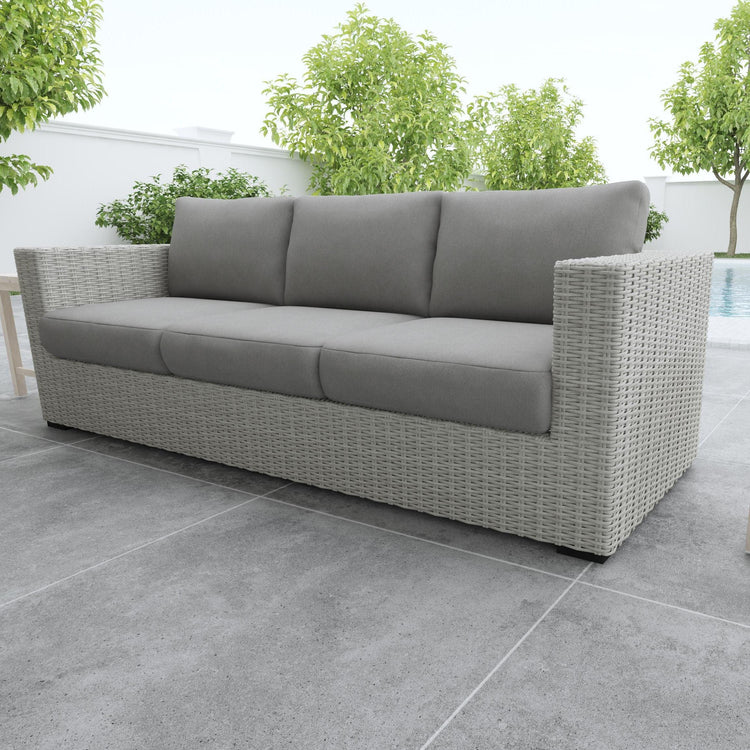 Steve Silver Furniture - Blakley - Outdoor Sofa With Half Round Wicker - Gray - 5th Avenue Furniture