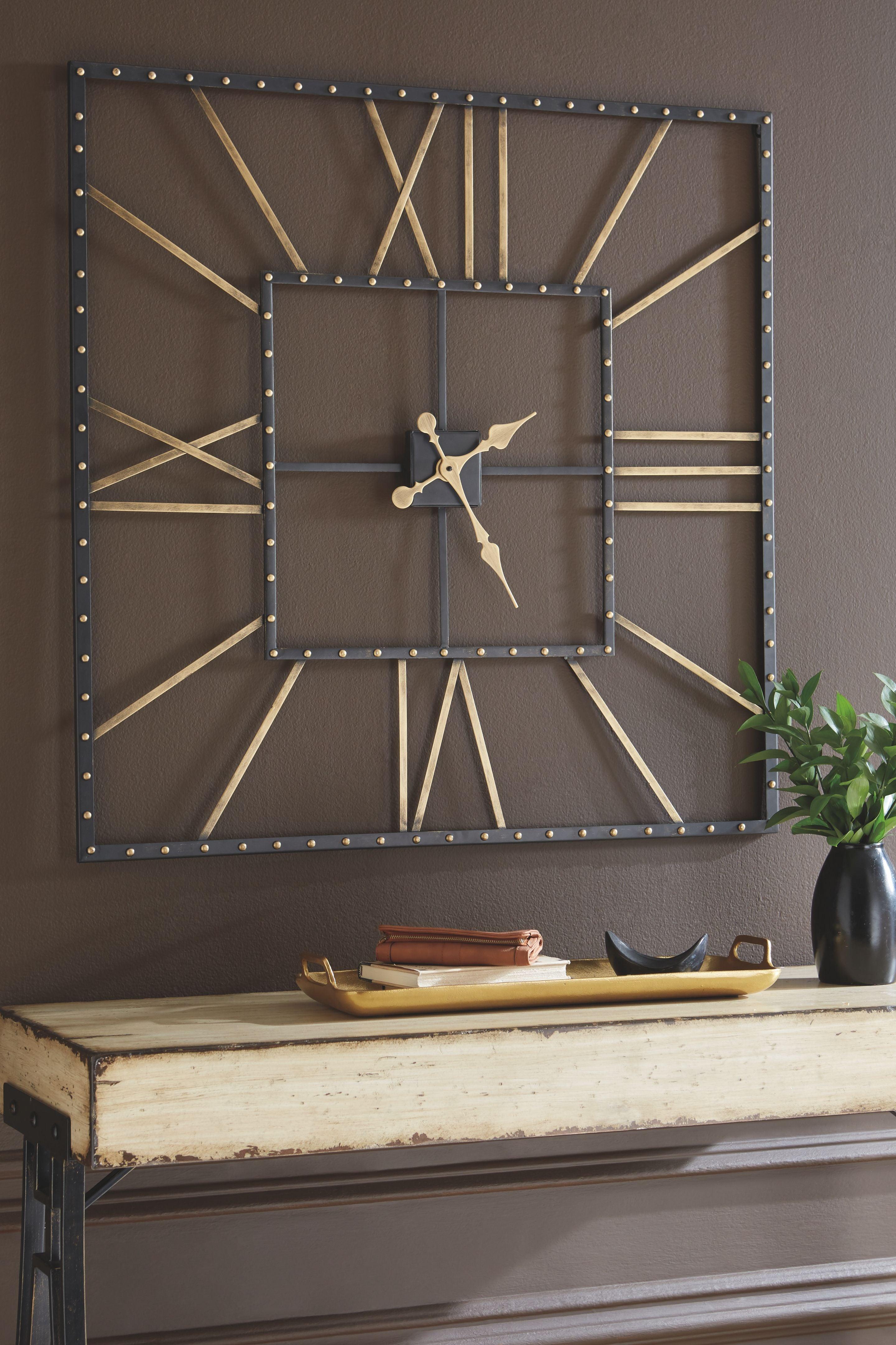 Ashley Furniture - Thames - Black / Gold Finish - Wall Clock - 5th Avenue Furniture