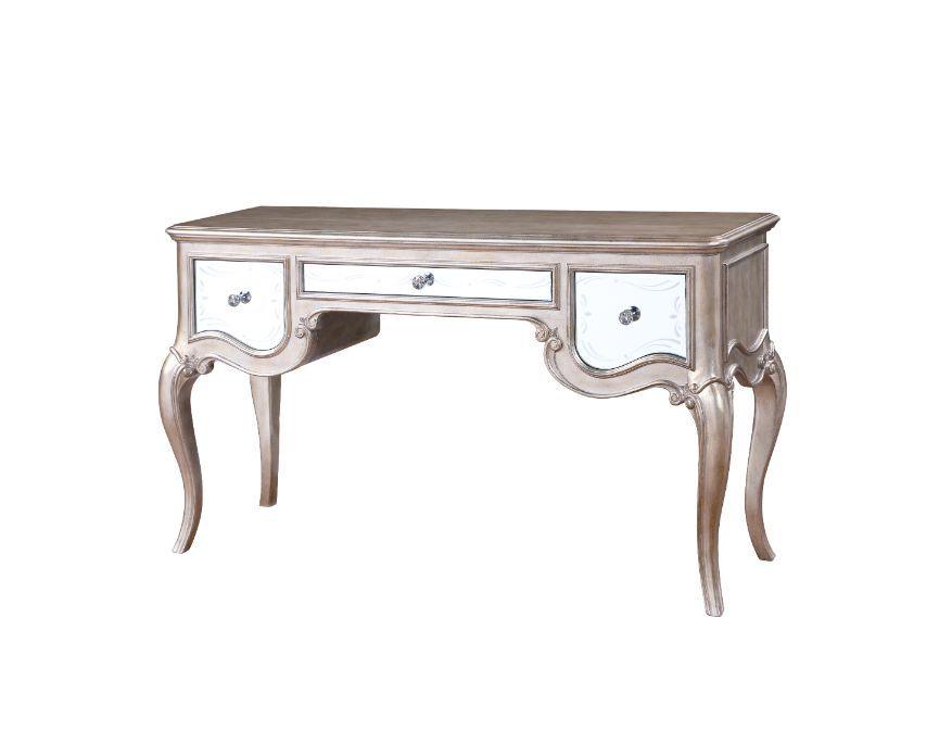 ACME - Esteban - Vanity Desk - Mirrored & Antique Champagne Finish - 5th Avenue Furniture