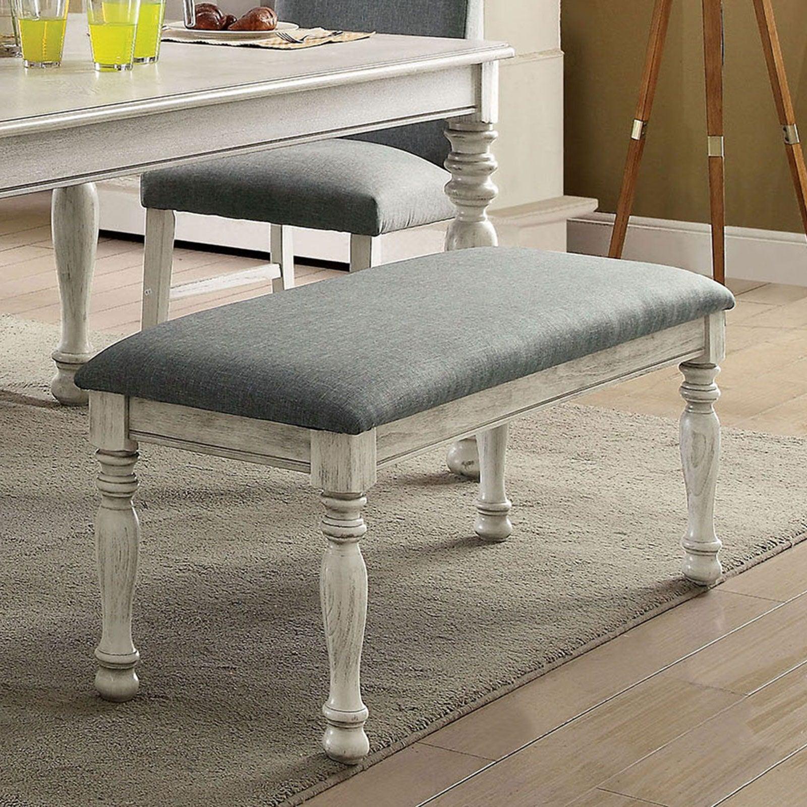 Furniture of America - Siobhan - Bench - Antique White / Gray - 5th Avenue Furniture