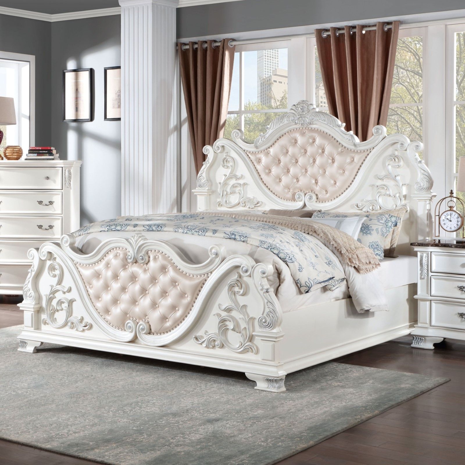 Esparanza - California King Bed - Pearl White