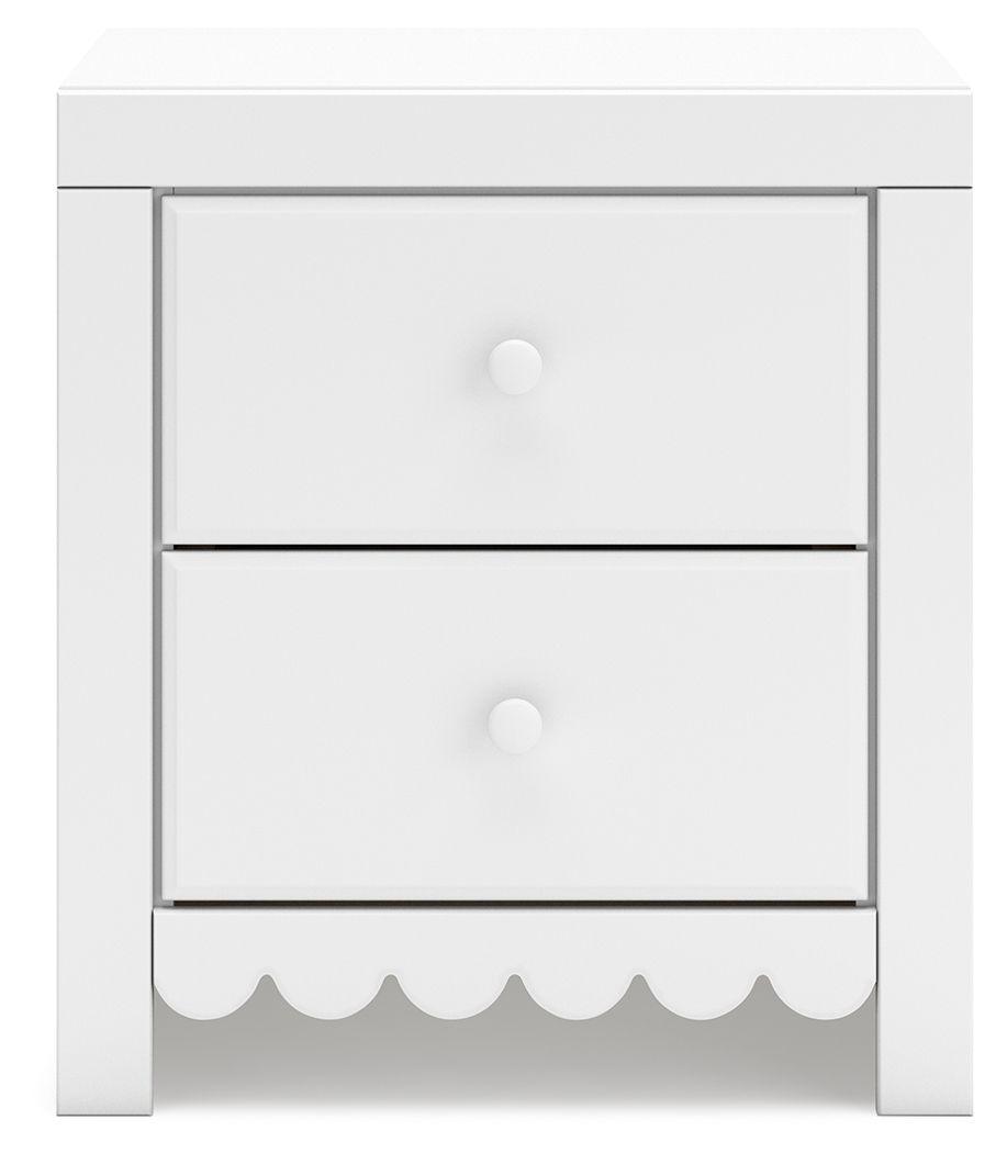 Signature Design by Ashley® - Mollviney - White - Two Drawer Night Stand - 5th Avenue Furniture