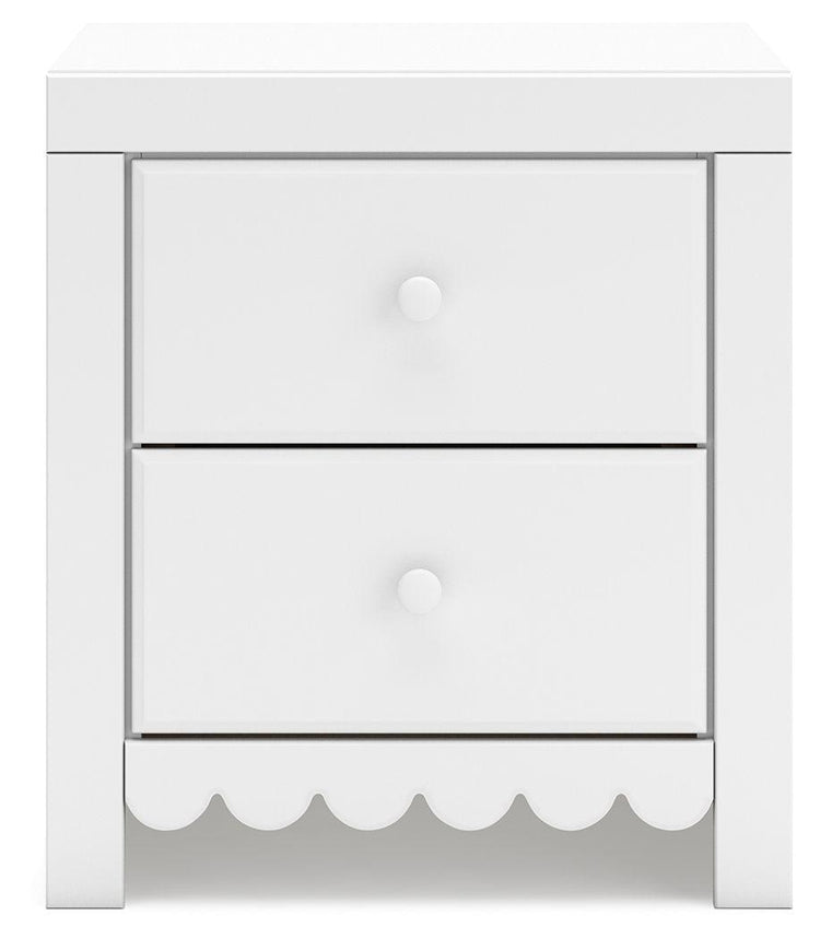 Signature Design by Ashley® - Mollviney - White - Two Drawer Night Stand - 5th Avenue Furniture