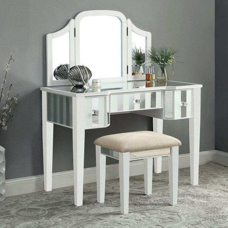 Furniture of America - Cyndi - Vanity With Stool - White - 5th Avenue Furniture