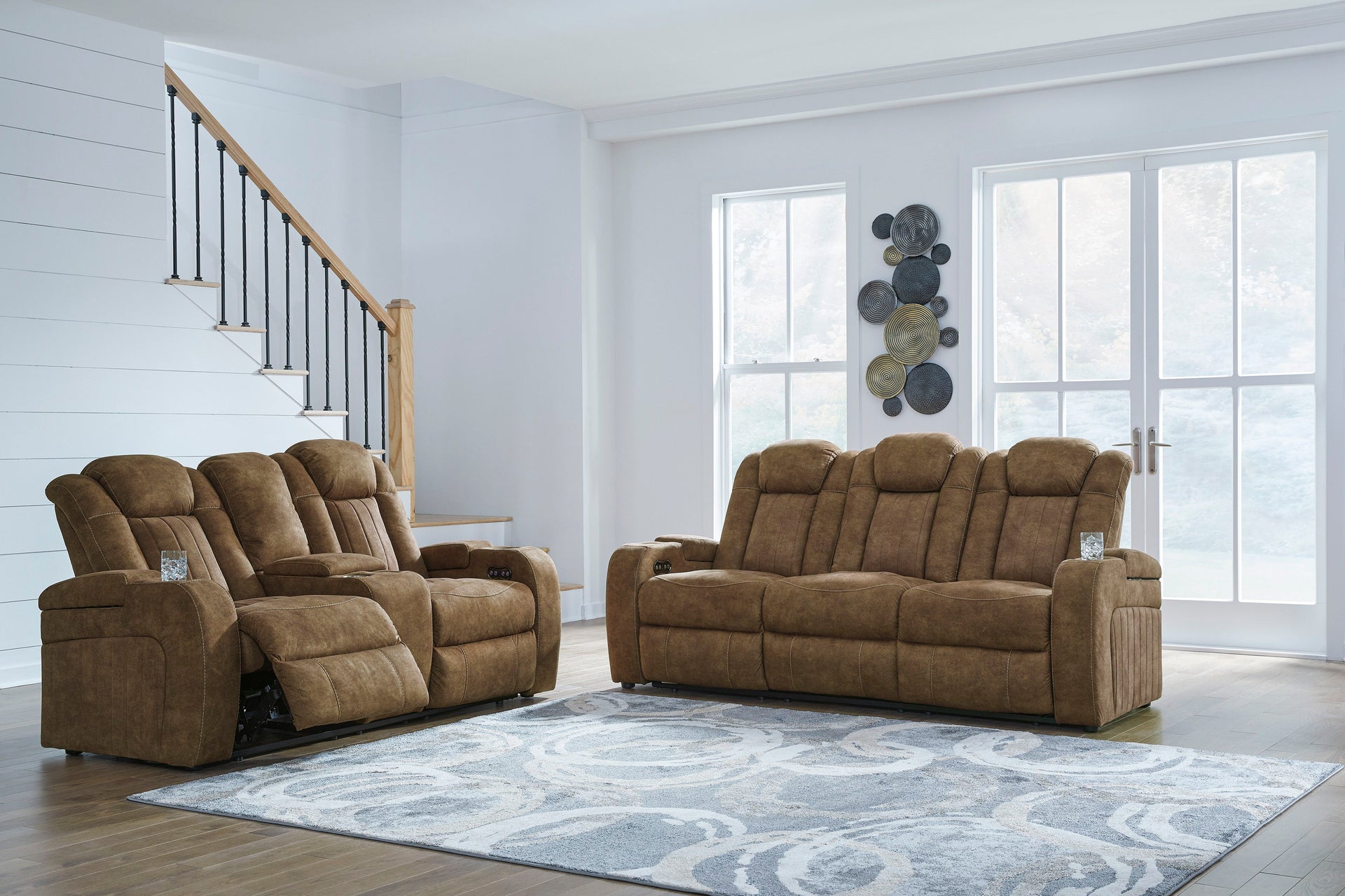 Wolfridge - Brindle - 2 Pc. - Power Reclining Sofa & Loveseat With Console