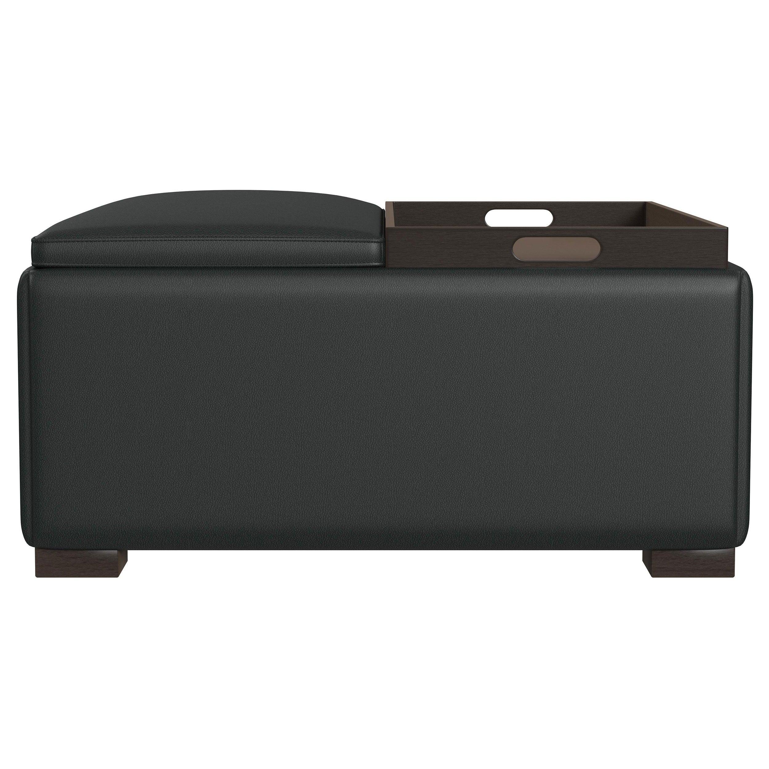 Coaster Fine Furniture - Paris - Multifunctional Upholstered Storage Ottoman With Utility Tray - Black - 5th Avenue Furniture