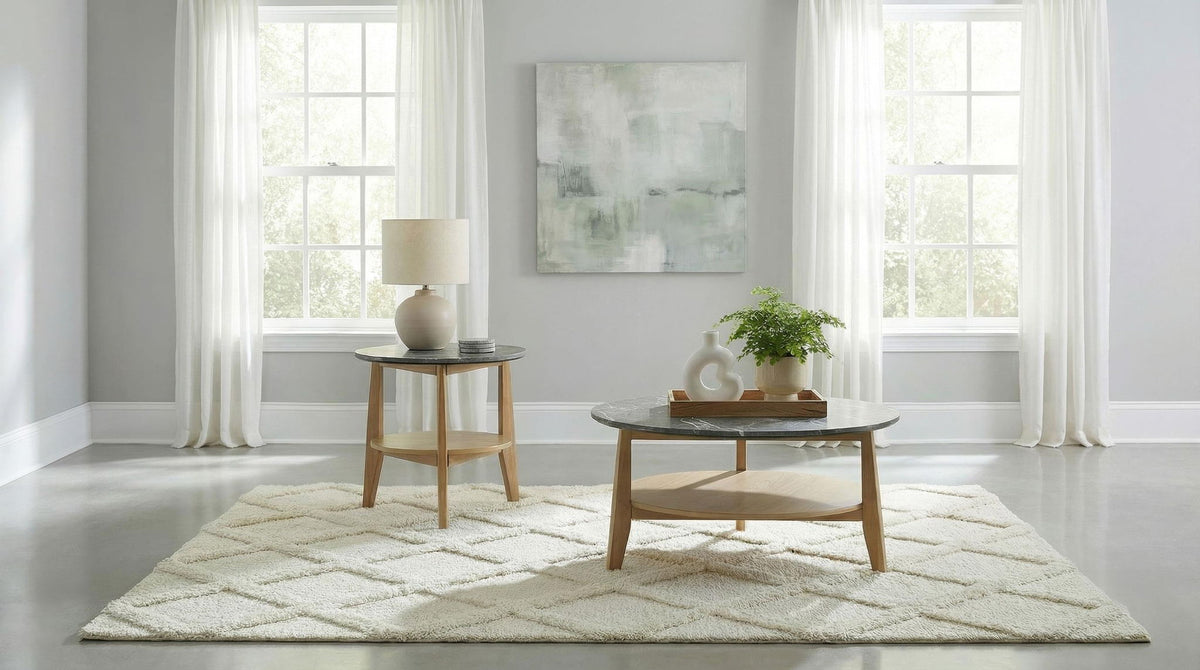 Bradley 2-Piece Round SmartTop Coffee Table Set Grey and Natural