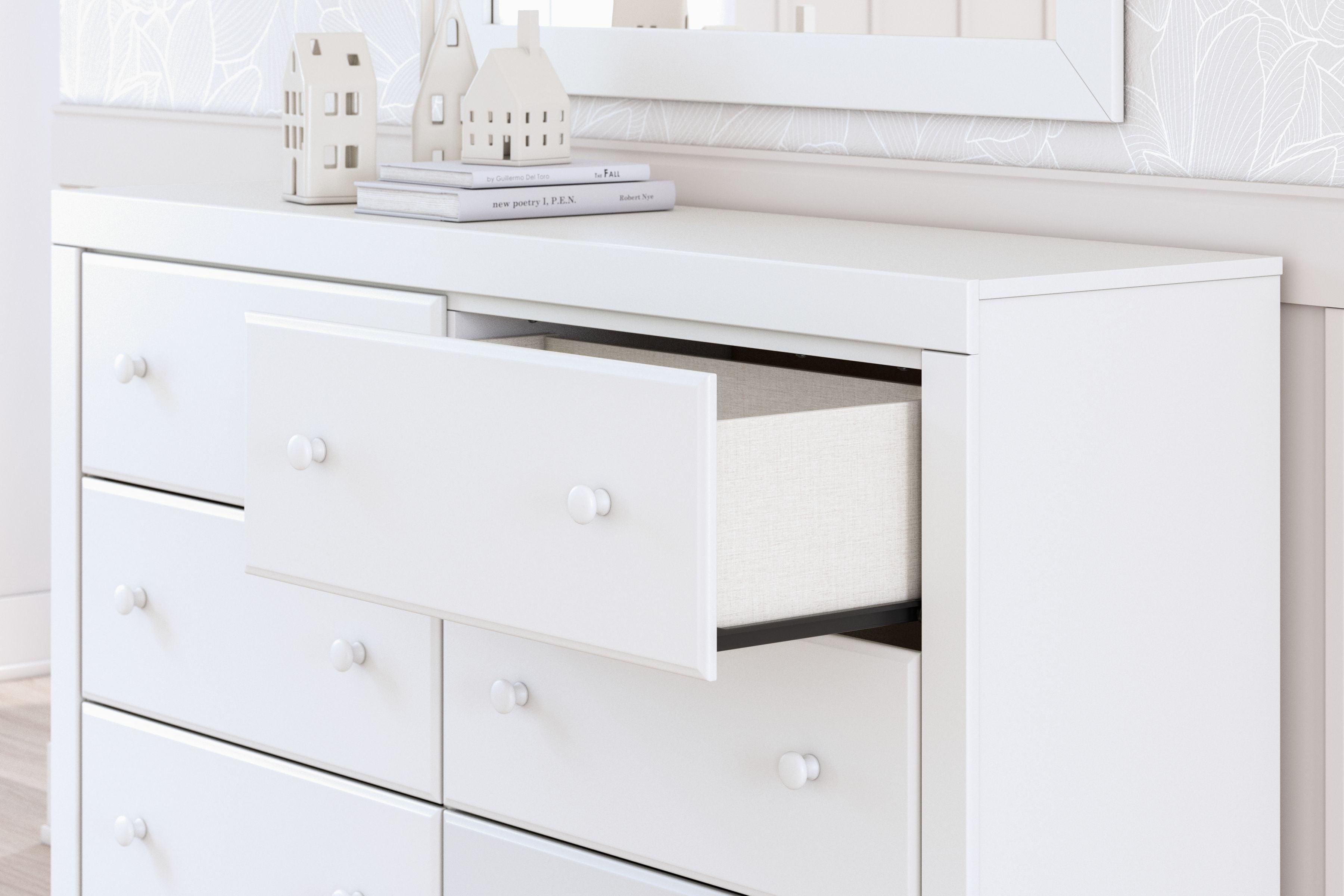 Signature Design by Ashley® - Mollviney - White - Dresser And Mirror - 5th Avenue Furniture