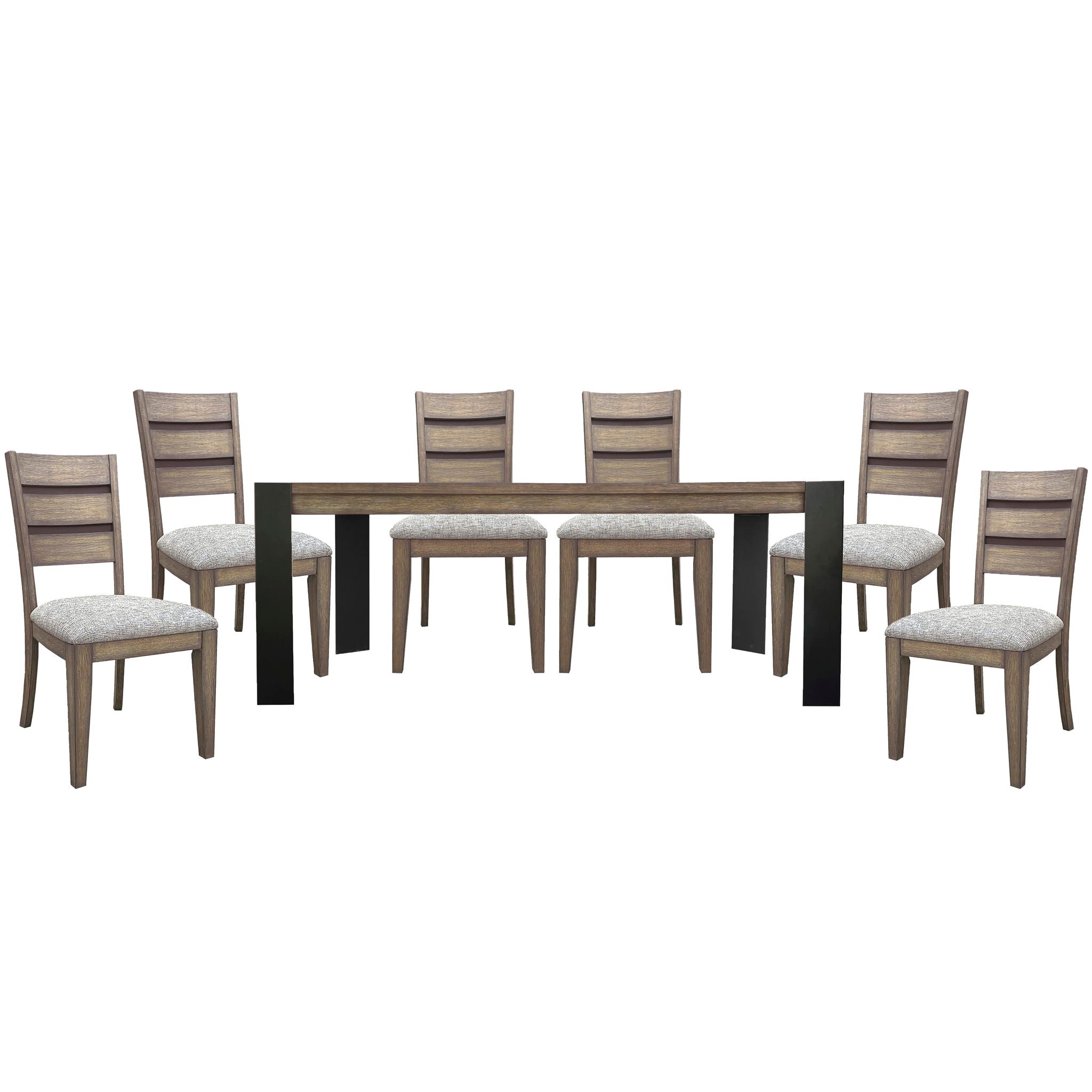 Cedar Fork - Dining Table With 6 Ladderback Chairs - Smoked Arabica
