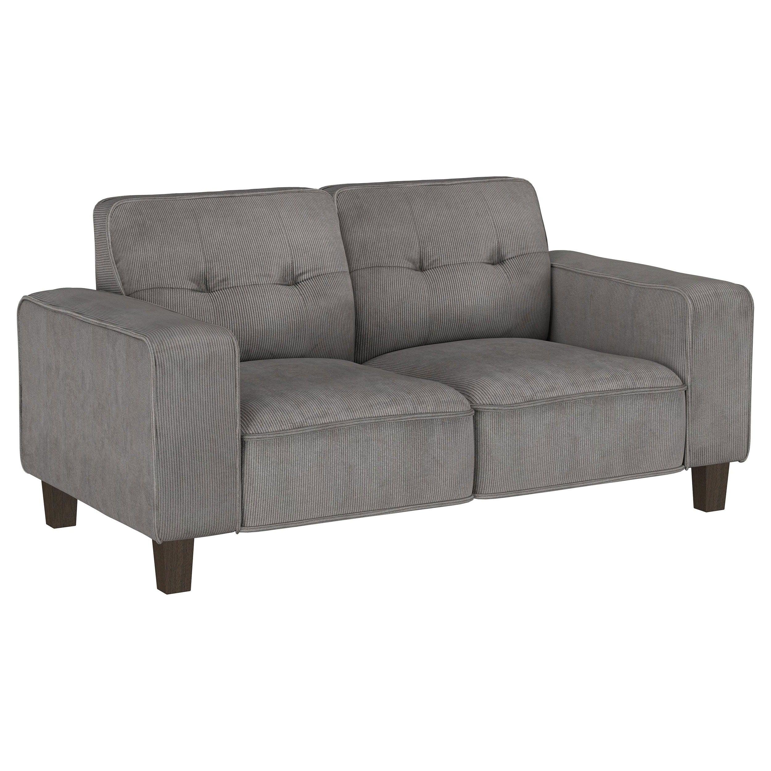 Coaster Fine Furniture - Deerhurst - Upholstered Tufted Track Arm Loveseat - Charcoal - 5th Avenue Furniture