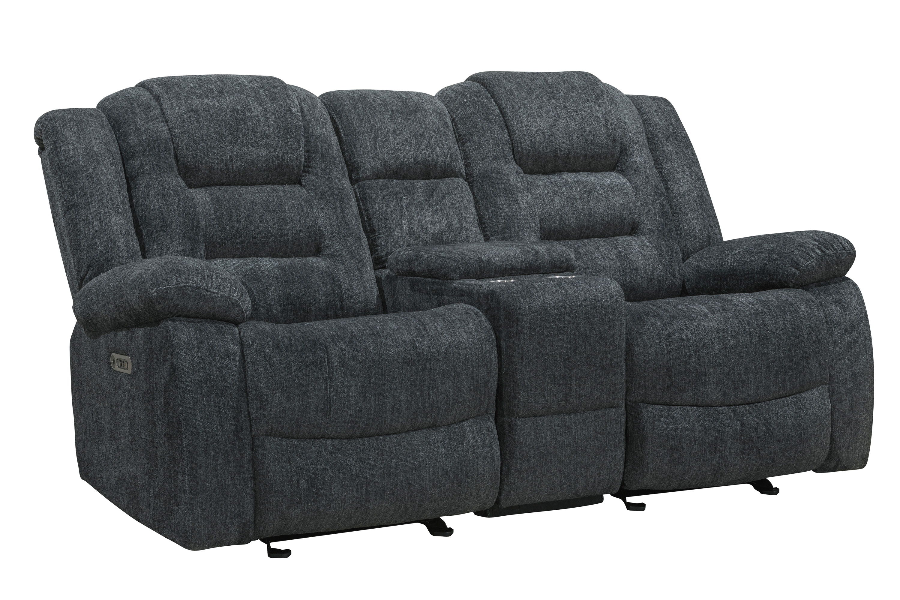 Bolton - Glider Reclining Console Loveseat - Misty Storm