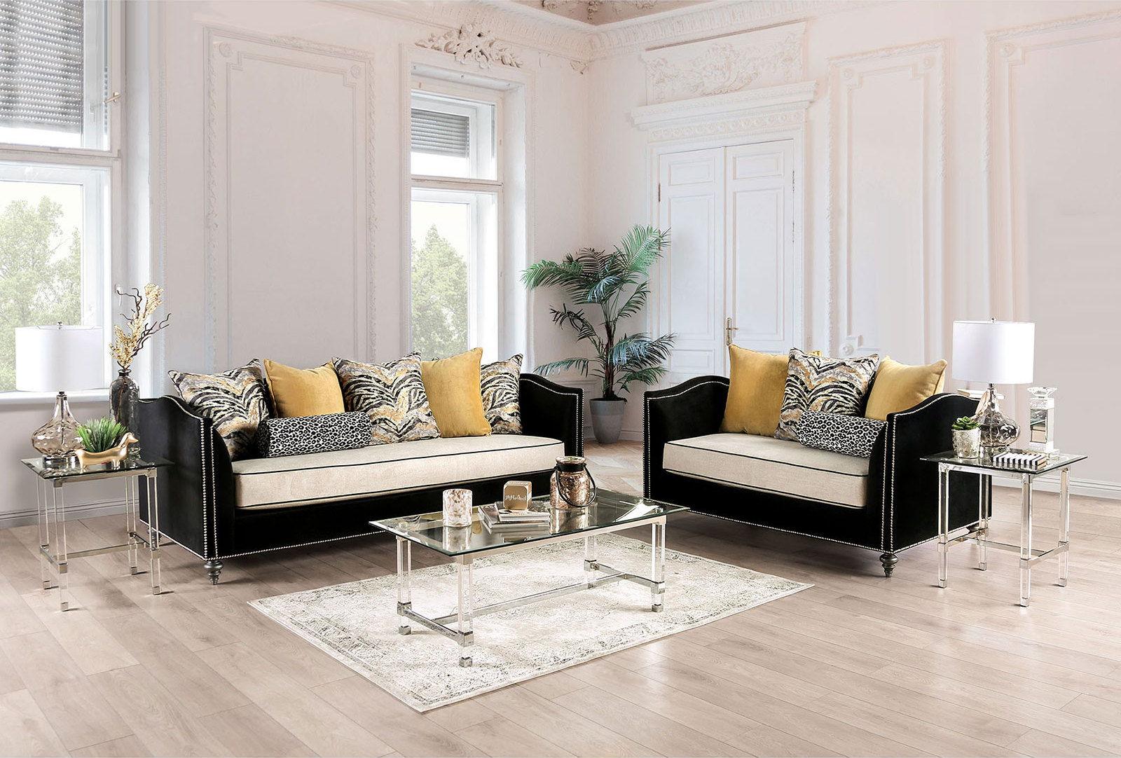 Furniture of America - Maya - Sofa - Black / Beige - 5th Avenue Furniture