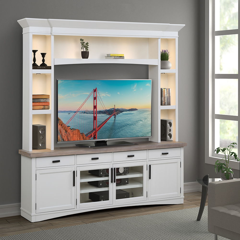 Americana Modern - TV Console with Hutch and LED Lights