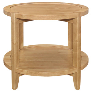 Coaster Fine Furniture - Camillo - Round Solid Wood End Table With Shelf - Maple Brown - 5th Avenue Furniture