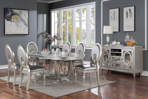 Furniture of America - Cathalina - Oval Dining Table - Silver - 5th Avenue Furniture