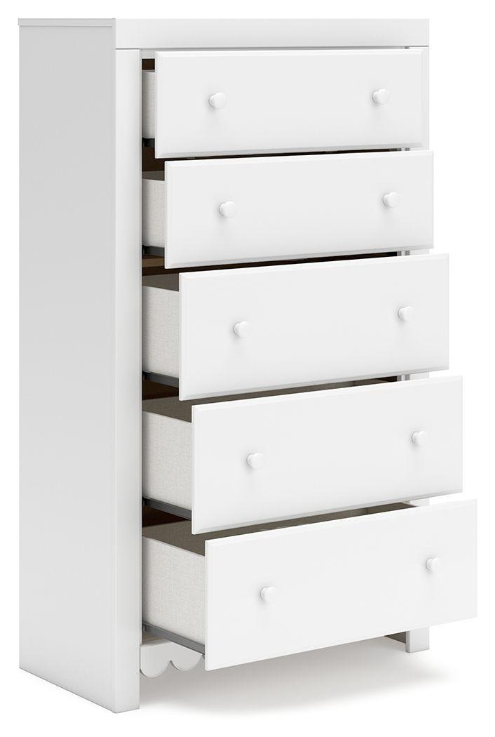 Signature Design by Ashley® - Mollviney - White - Five Drawer Chest - 5th Avenue Furniture