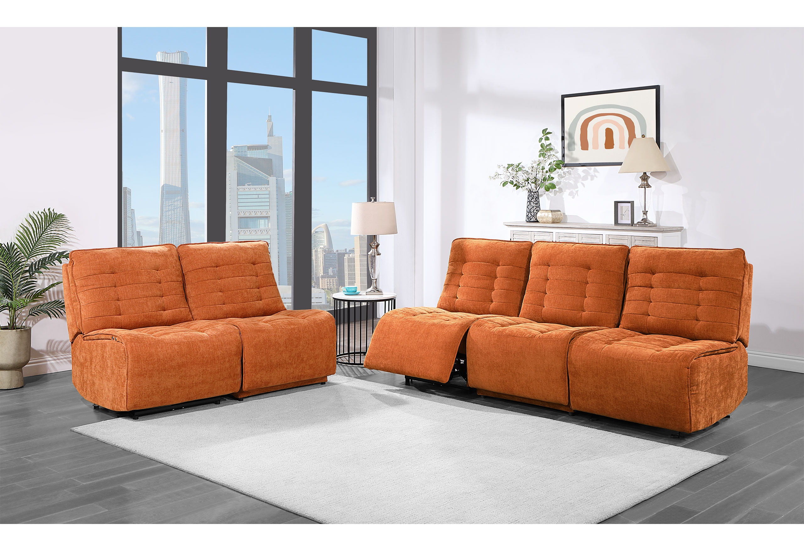 U6066 - Build It Your Way Sofa / Loveseat With Console - Rust