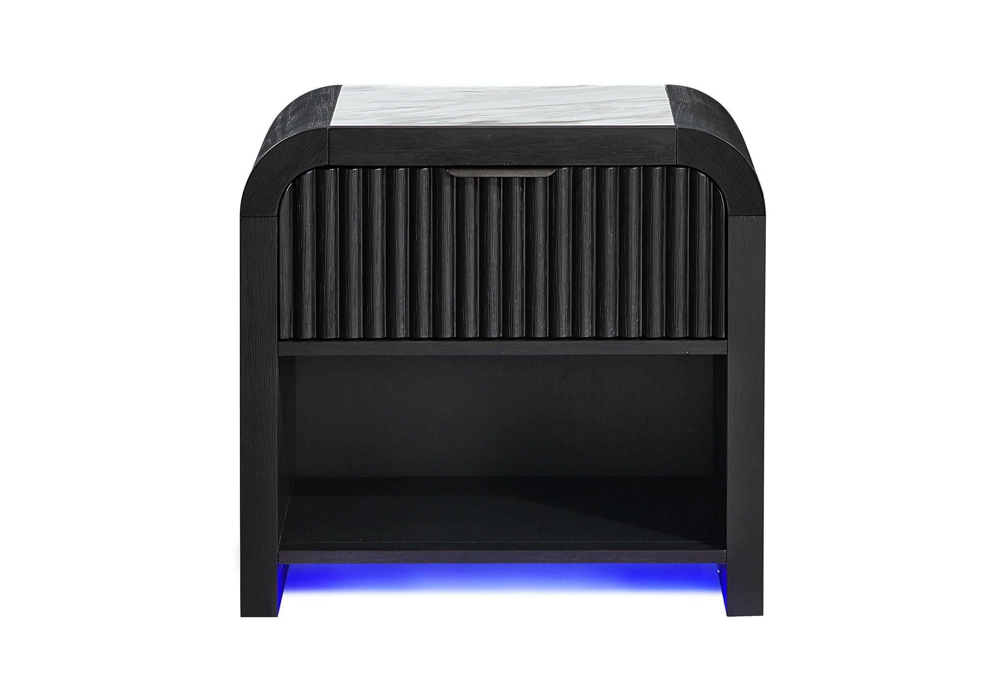 Beckett - Nightstand With LED And Speaker - Black / White