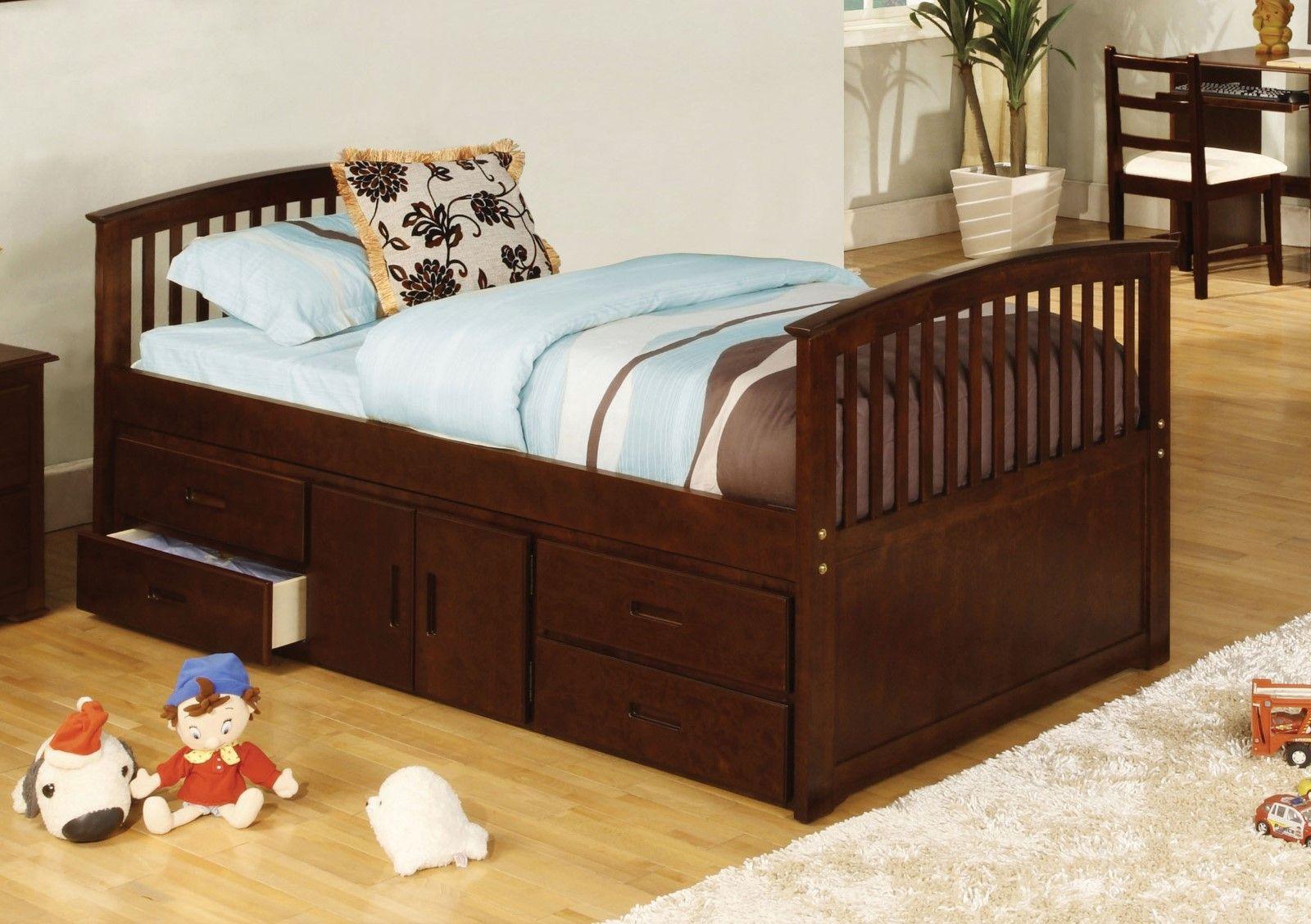 Furniture of America - Caballero - Captain Twin Bed With 4 Drawers & Storage - Dark Walnut - 5th Avenue Furniture