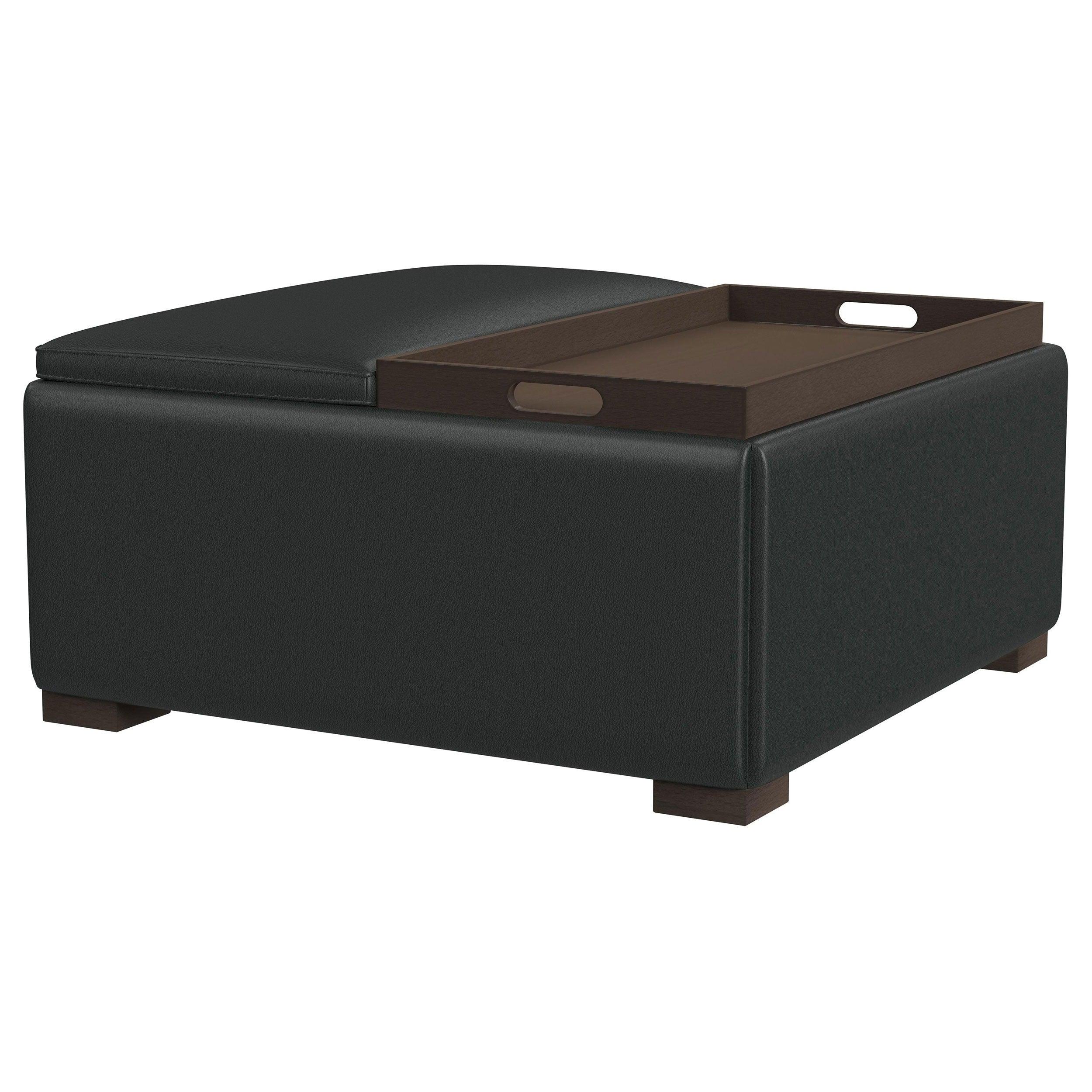 Coaster Fine Furniture - Paris - Multifunctional Upholstered Storage Ottoman With Utility Tray - Black - 5th Avenue Furniture