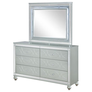 CoasterEssence - Gunnison - 6-drawer Dresser With Mirror - Silver Metallic - 5th Avenue Furniture