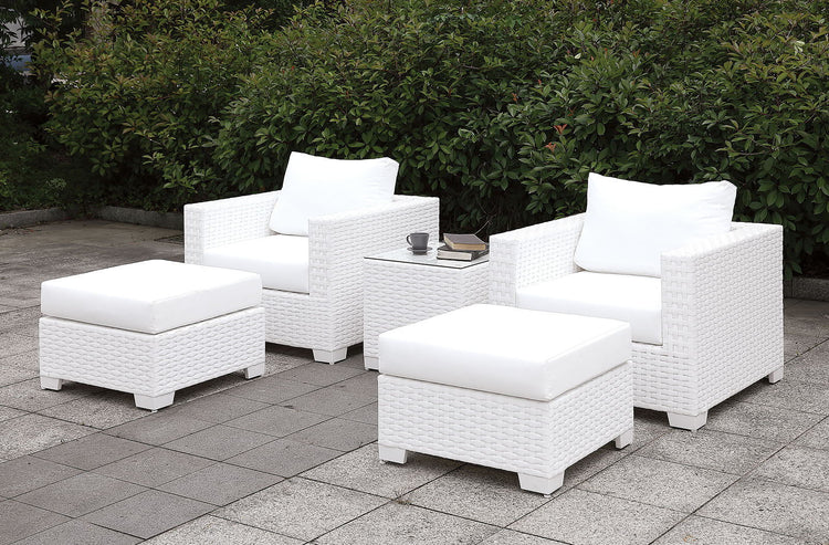 Furniture of America - Somani - 2 Chairs & 2 Ottomans & End Table - White - 5th Avenue Furniture