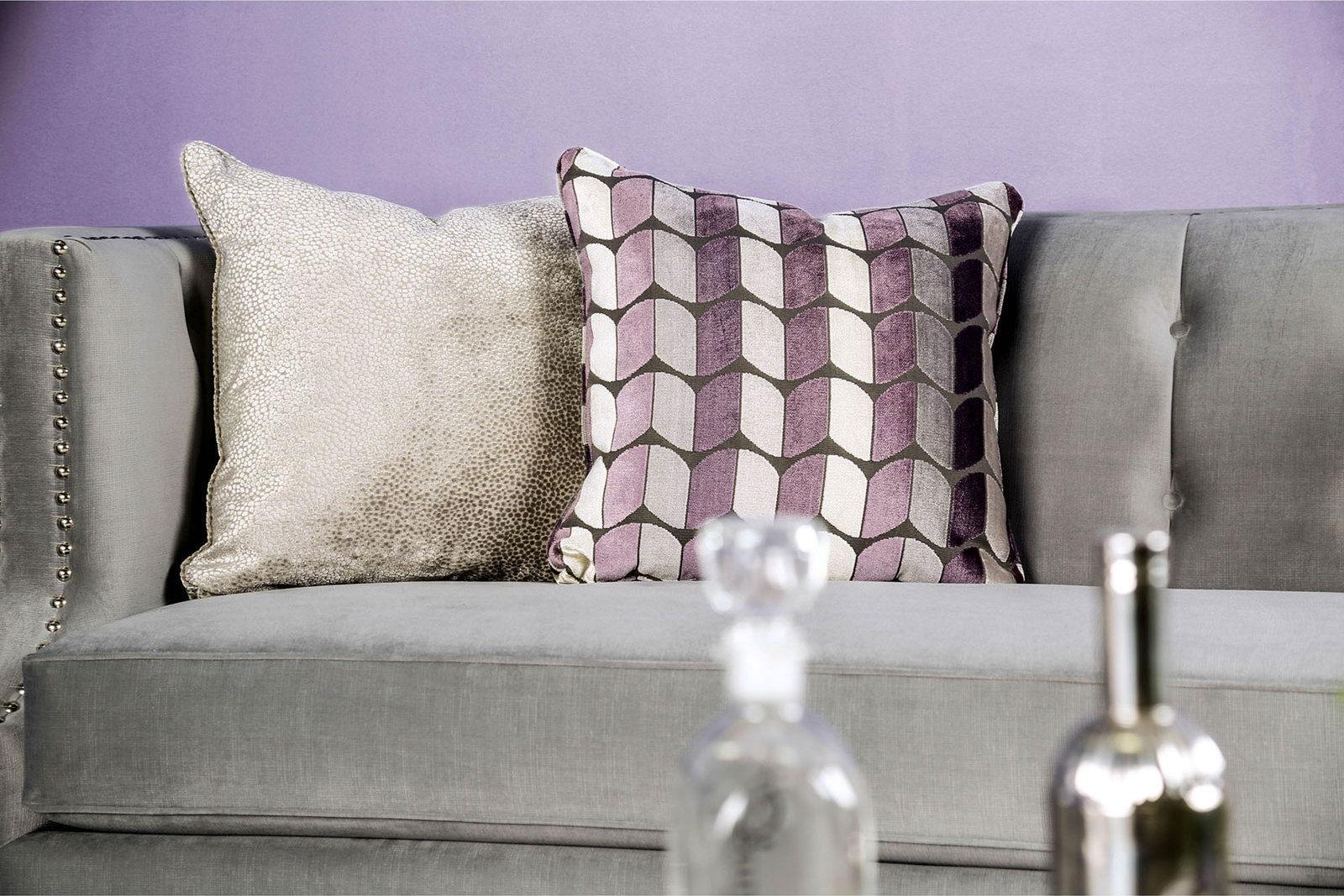 Furniture of America - Tegan - Loveseat - Gray / Purple - 5th Avenue Furniture