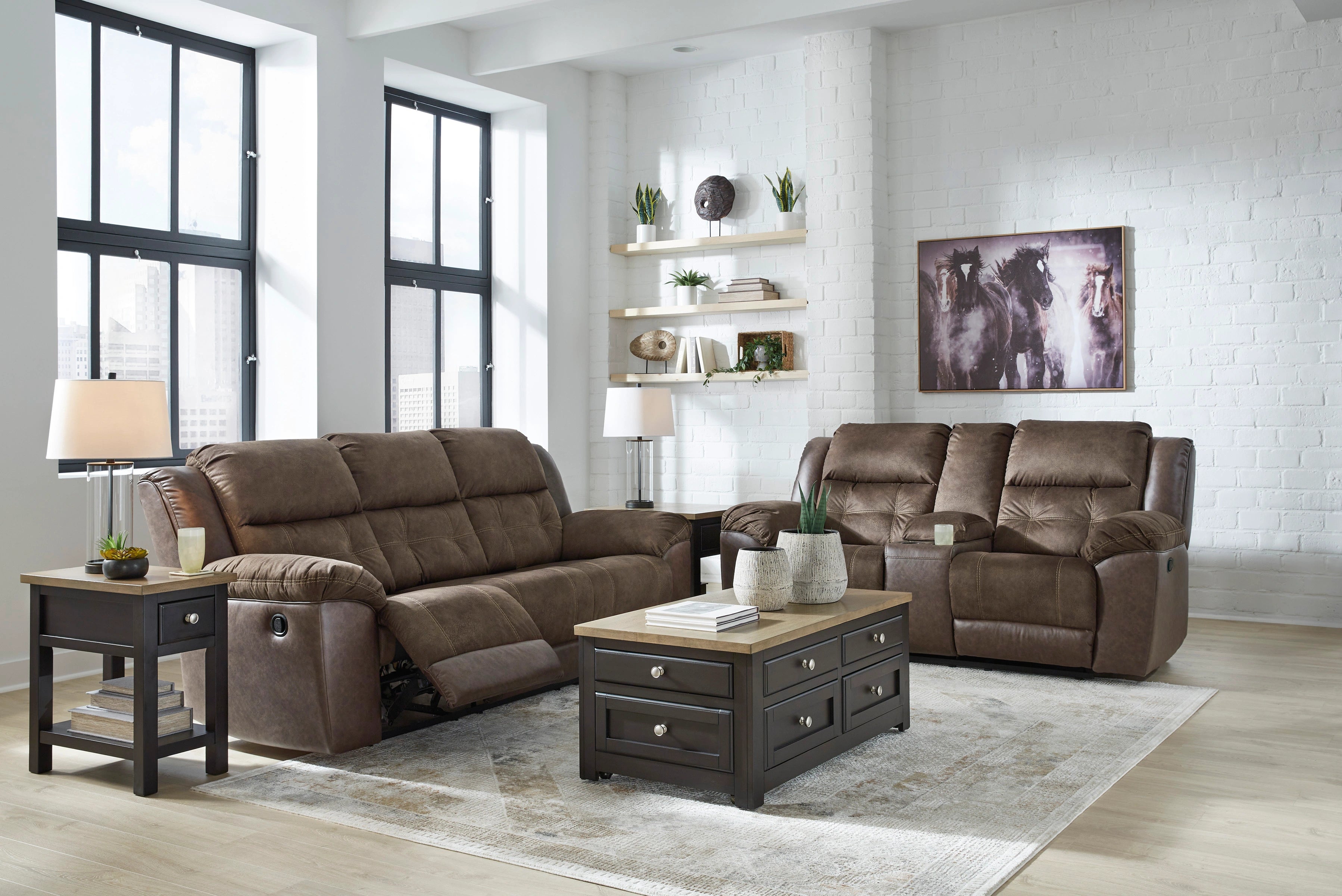 Florelle - Reclining Sofa & Loveseat - Chestnut