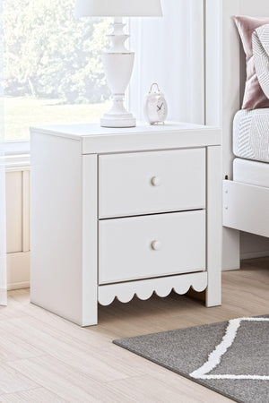 Signature Design by Ashley® - Mollviney - White - Two Drawer Night Stand - 5th Avenue Furniture