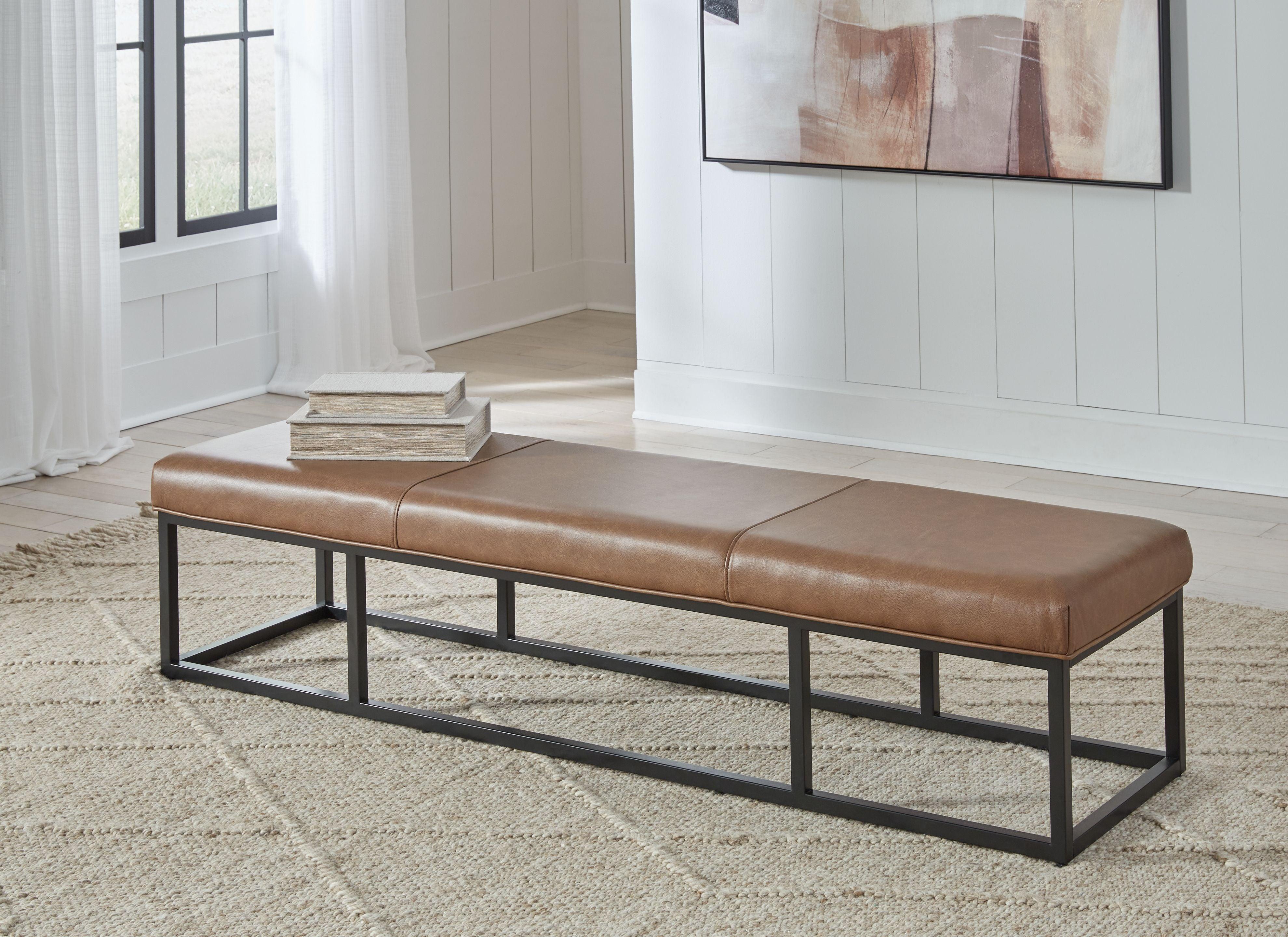 Signature Design by Ashley® - Joston - Caramel - Accent Bench - 5th Avenue Furniture