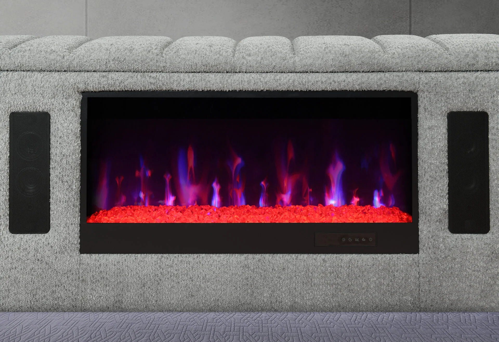 Isabella - 5pc King Complete Bedroom Set (Queen Bed Group With LED, TV Lift, Bluetooth Speaker And Fireplace Crystal) - Gray