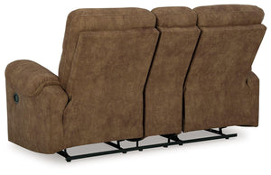 Signature Design by Ashley® - Edenwold - Brindle - Dbl Reclining Loveseat With Console - 5th Avenue Furniture