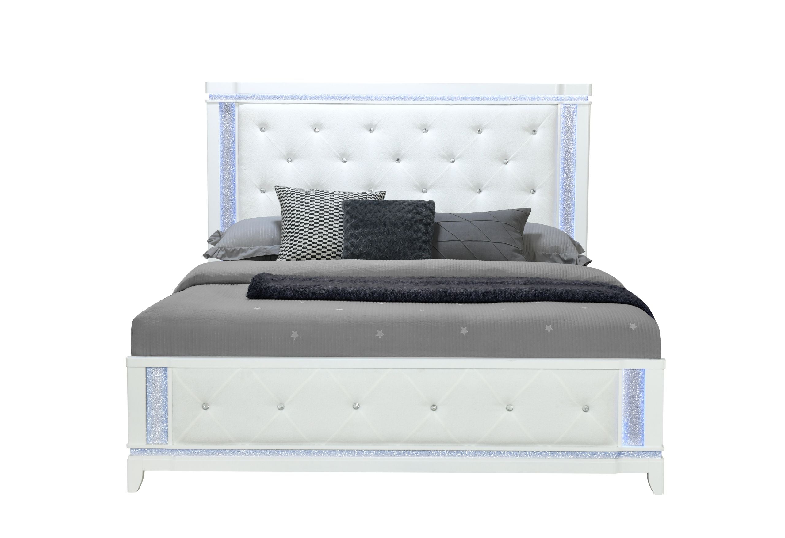 Alina - King Bed With LED - White